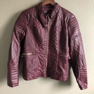 Maroon Faux Leather Jacket